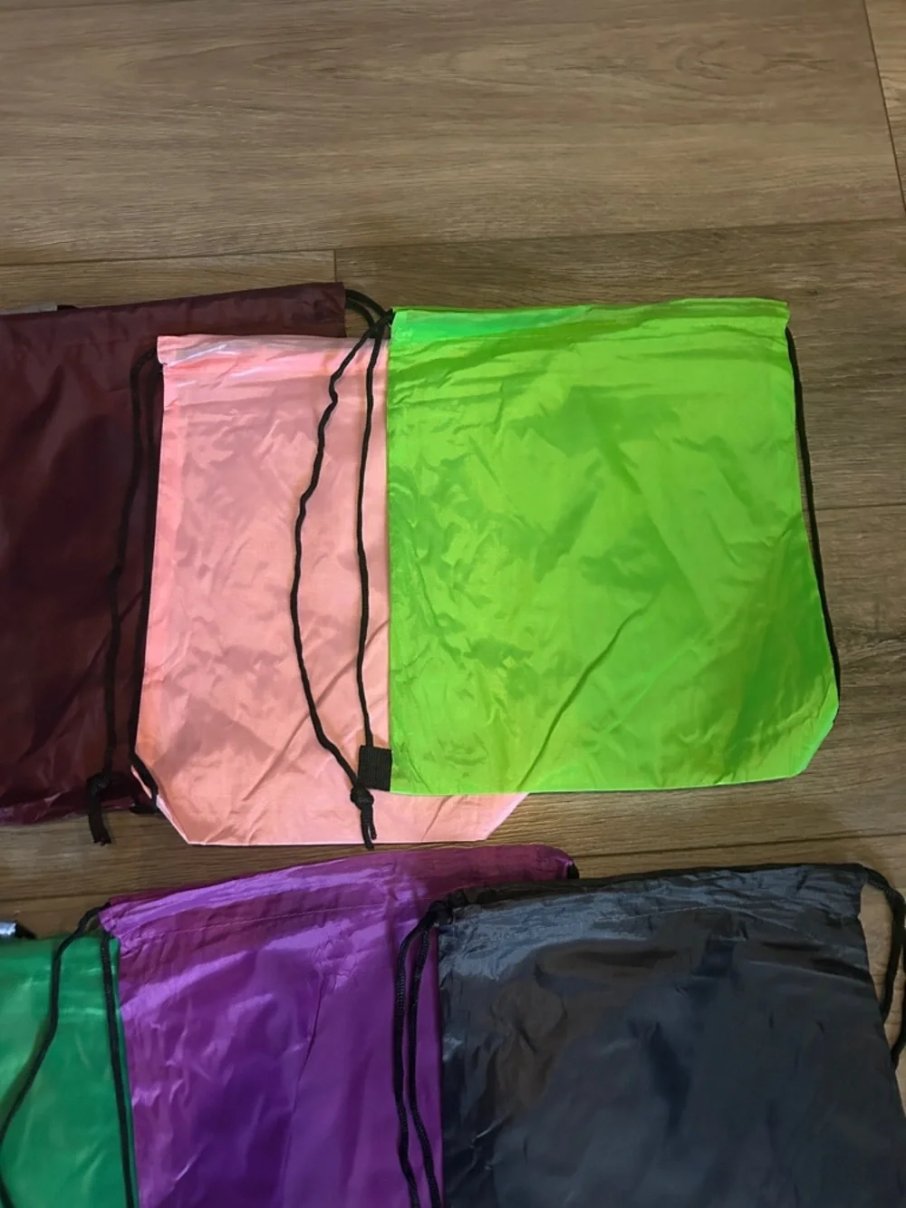 NWOT Sm. Drawstring Sport & Swim‎ Bags lot of 8 Packable Colored Gym Sacks shown